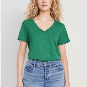 Old Navy Women's Plus 3X EveryWear V-Neck Slub Knit Green Short Sleeve T-Shirt